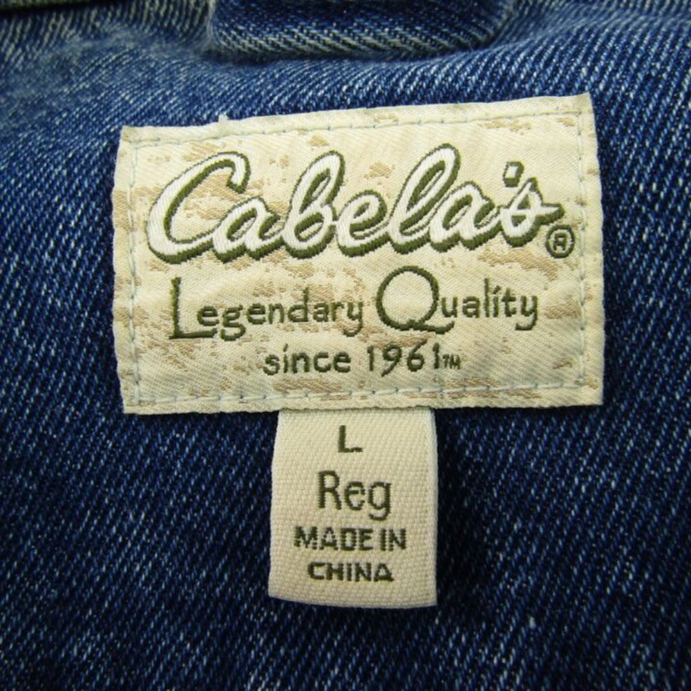 Cabelas Denim Jean Jacket Womens Size Large Blue Trucker Style Button Down - Picture 6 of 7